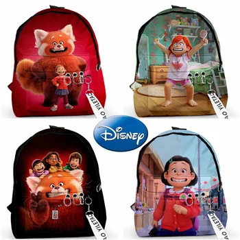 35 cm Disney Pixar Sústruženie Červená Školské tašky pre Deti, Červená Panda Mei Lin Tlač Priedušná veľkoobjemový Batoh Unisex Deti Darček