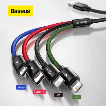 Baseus 3 v 1 USB Kábel Typu C Kábel pre Samsung S20 Xiao Mi 9 Kábel pre iPhone 12 X 11 Pro Max Huawei Nabíjačka Micro USB Kábel