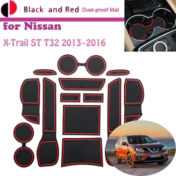 Gumové Dverí Groove Mat na Nissan X-Trail T32 Rogue X Trail 2013~2016 Vankúš Brány Skladovanie Slot Dráha protiprachová Sticke Auto