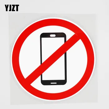 YJZT 12.6 CM×12.5 CM Mobilný Telefón Ikonu Zakázané Riadiť Odtlačkový PVC Auto Nálepky 12C-0055