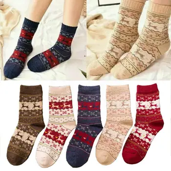 Zimné Ženy, Mužov Ponožky Vianočné Ponožky Roztomilý Vlna 3D Rok Tepelnej Vtipné Ženy Dámy Jeleň Ponožka Zahustiť Radi Teplé Nové